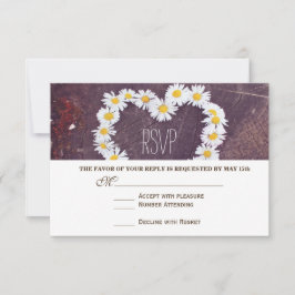Cartões RSVP de Casamento de Madeira Rústica Daisy