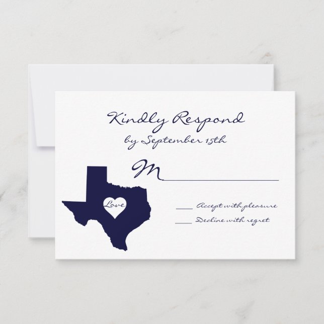 Cartões RSVP de Casamento de Marinho Tema do Texas (Frente)