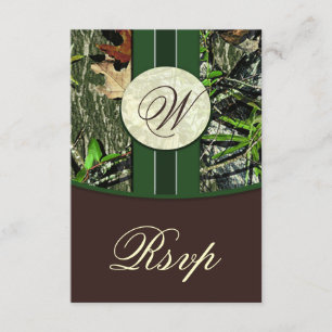 Cartões RSVP de Casamento de Monograma Castanho e