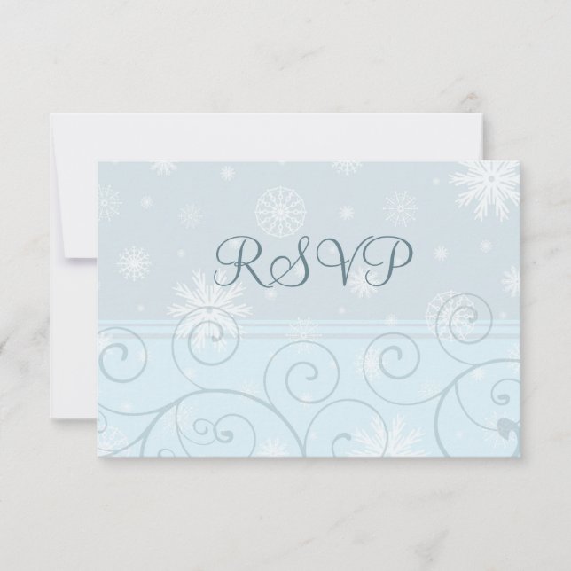 Cartões RSVP de Casamento de Natal Turquoise Snowf (Frente)