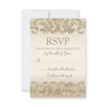 Cartões RSVP de Casamento de Olhar com Dourada Bri