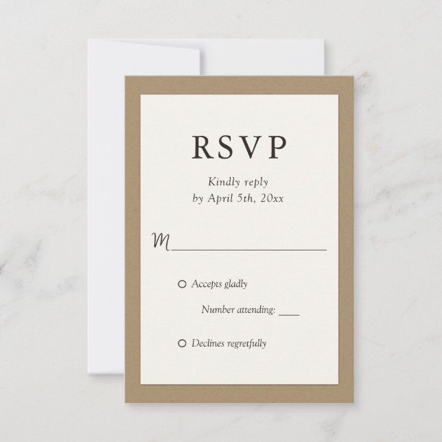 Cartões RSVP de Casamento de Papel da Rustic Ivory (Frente)