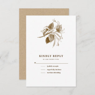 Cartões RSVP de Casamento de Papel Kraft do Sketch