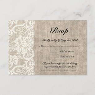 Cartões RSVP de Casamento de Parede de Ivory Lace 