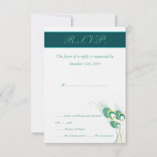 Cartões RSVP de Casamento de Peacock Moderno Teal