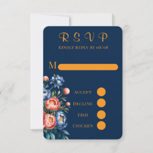 Cartões RSVP de Casamento de Peônias Pintadas pela