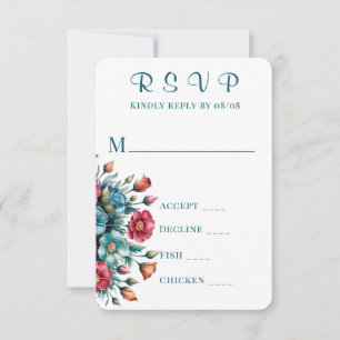 Cartões RSVP de Casamento de Peônias Vermelhas Tea