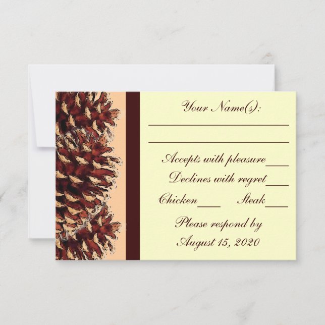 Cartões RSVP de casamento de pinho-de-pêssego-marr (Frente)