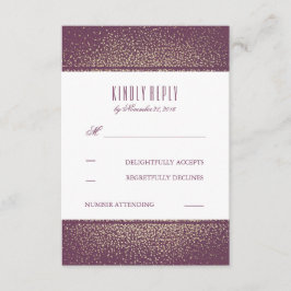 Cartões RSVP de Casamento de Plum com Glitter Dour