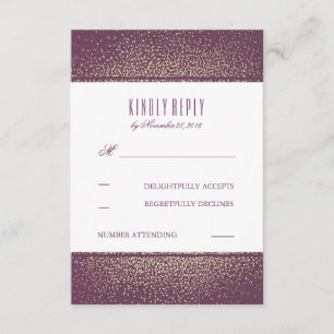 Cartões RSVP de Casamento de Plum com Glitter Dour
