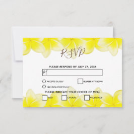 Cartões RSVP de Casamento de Plumeria Amarela Fran