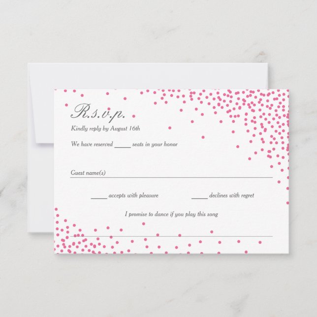 Cartões RSVP de Casamento de Pontos de Confetti Ro (Frente)