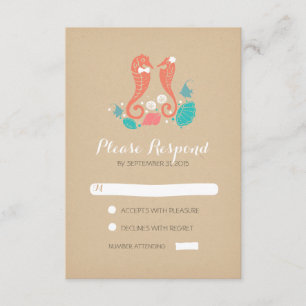 cartões RSVP de casamento de praia