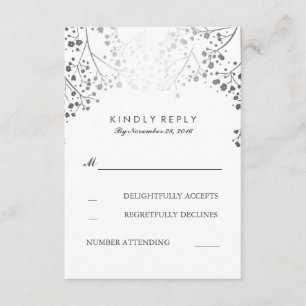 Cartões RSVP de Casamento de Prata Respiratória do