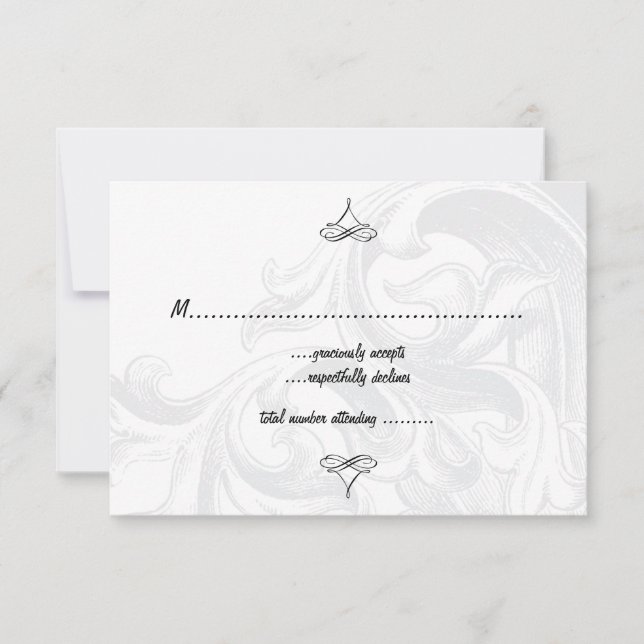 Cartões RSVP de Casamento de Rolagem Elegante (Frente)