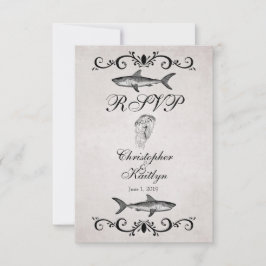 Cartões RSVP de Casamento de Tubarões Vintage e me