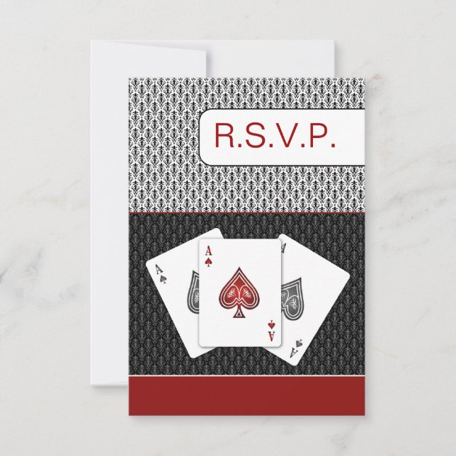 cartões rsvp de casamento de vegas vermelho 3.5 x  (Frente)