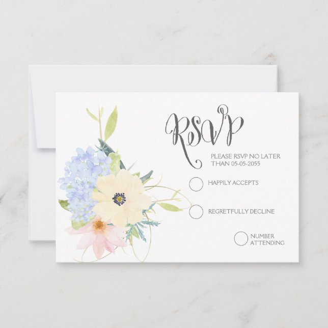 Cartões RSVP de Casamento de Wreath Floral primave (Frente)