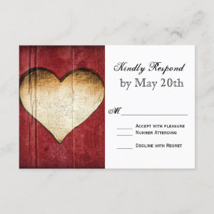 Cartões RSVP de Casamento do Coração da Madeira Ve