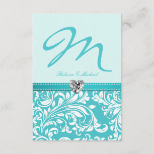 Cartões RSVP de Casamento do Teal Monograma Elegan