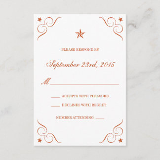 Cartões RSVP de Casamento do Texas Burnt Orange Lo