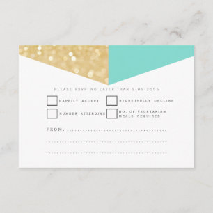 Cartões RSVP de Casamento Dourado e Luminoso Moder