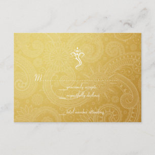Cartões RSVP de Casamento Dourado Vinayaka