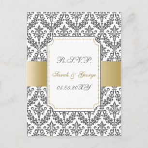 cartões rsvp de casamento dourados