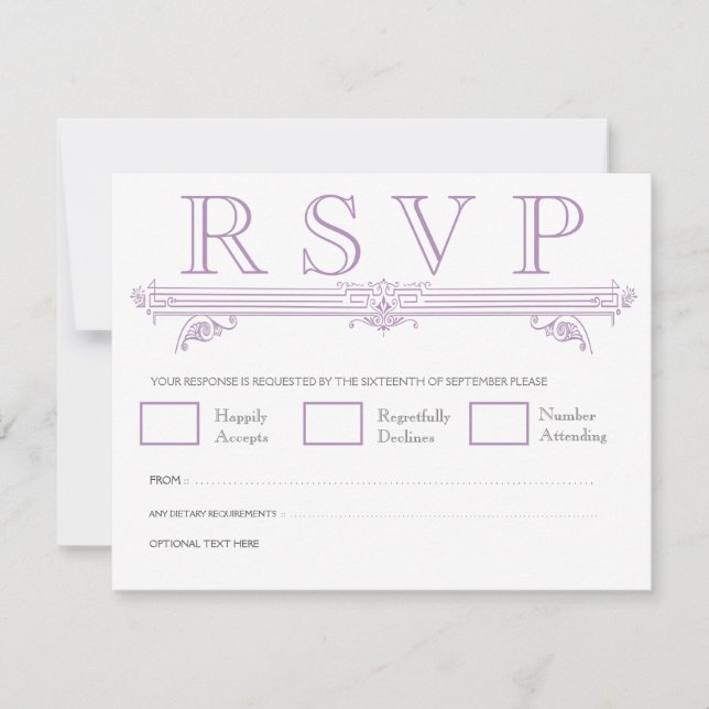 Cartões RSVP de Casamento Elegante de Vintage Viol (Frente)