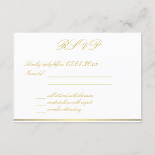 Cartões RSVP de Casamento Elegante Dourado Preto M