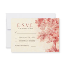 cartões RSVP de casamento em árvore pintada com aq
