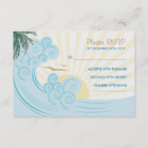 Cartões RSVP de casamento em praia