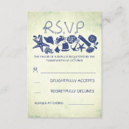 Cartões RSVP de casamento em praia náutica