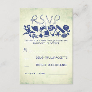 Cartões RSVP de casamento em praia náutica