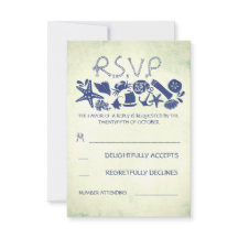 Cartões RSVP de casamento em praia náutica