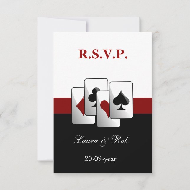 Cartões rsvp de casamento em Vegas standard 3,5 x  (Frente)