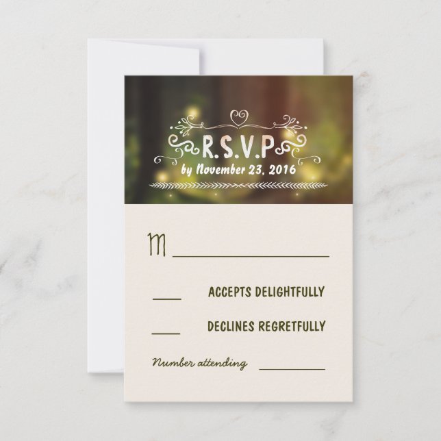 Cartões RSVP de casamento encantados da floresta r (Frente)
