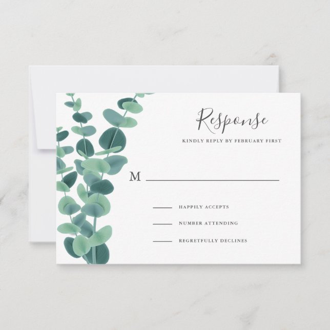 Cartões RSVP de Casamento Eucalyptus (Frente)