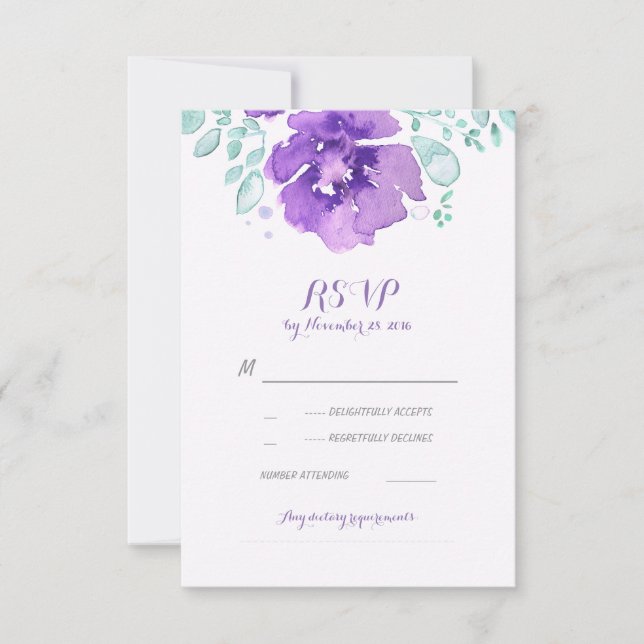 cartões RSVP de casamento florais (Frente)