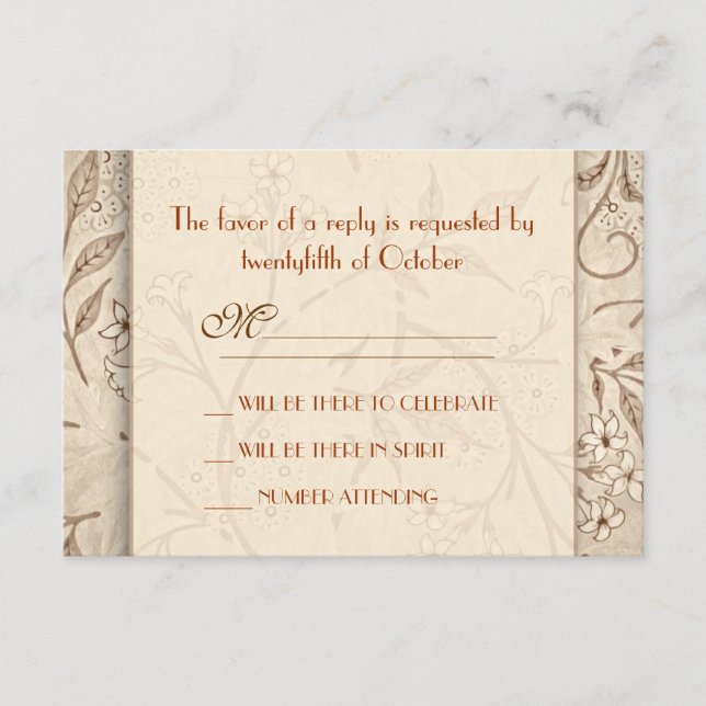 cartões RSVP de casamento floral clássicos (Frente)