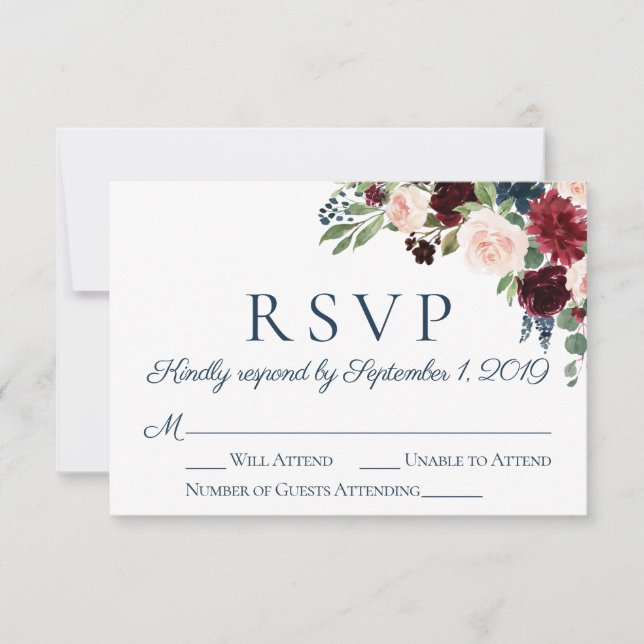 Cartões RSVP de Casamento Floral da Rússia e de Ma (Frente)