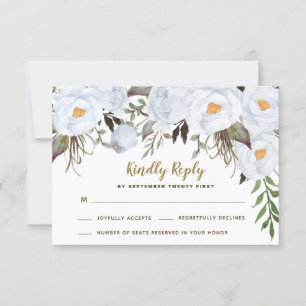 Cartões RSVP de Casamento Floral de Vintage Dourad