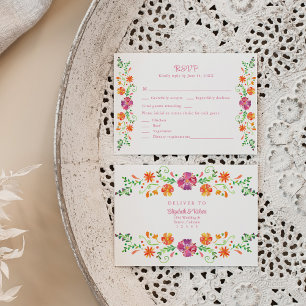 Cartões RSVP de Casamento Floral Mexicano Colorido