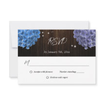 Cartões RSVP de Casamento Floral Rústico Roxo e Az