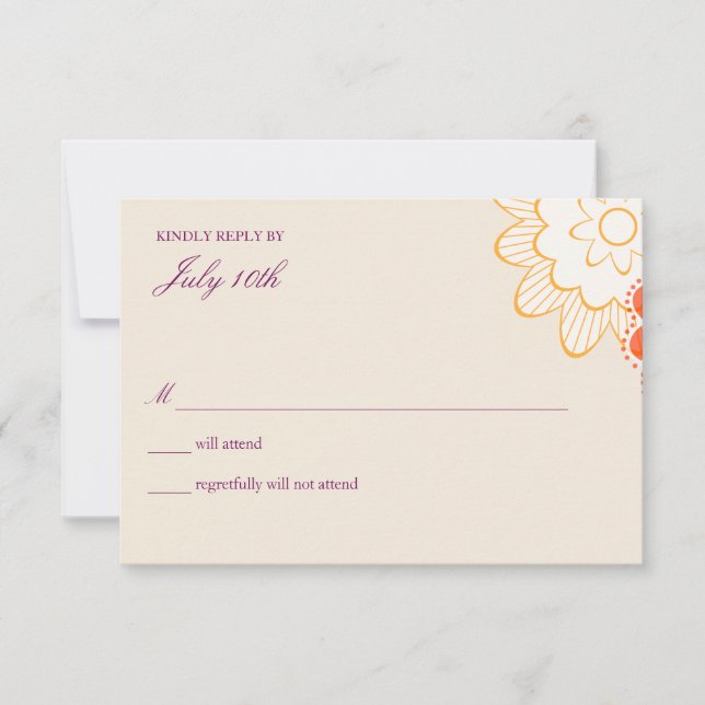 Cartões rsvp de casamento floral Whimsy (Frente)