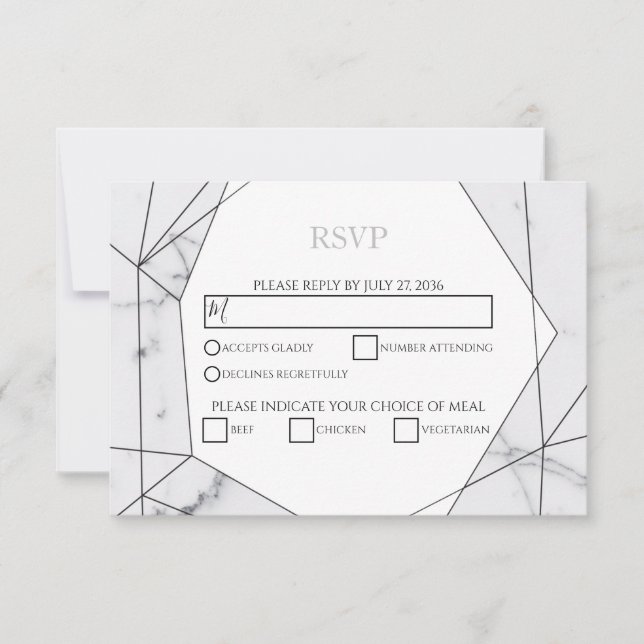 Cartões RSVP de Casamento Geométrico Elegante (Frente)