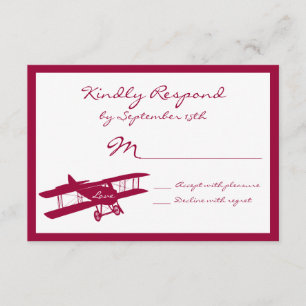 Cartões RSVP de Casamento Magenta da Biplane Aviat