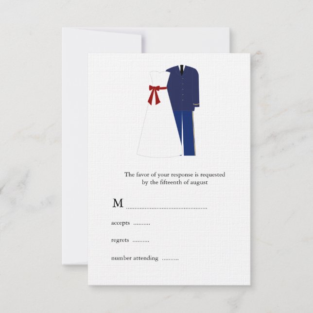 Cartões RSVP de Casamento Militar (Frente)