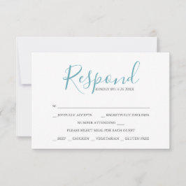 Cartões RSVP de Casamento Modelo Turquoise Azul