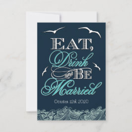 Cartões RSVP de Casamento Náutico marinho Azul e A